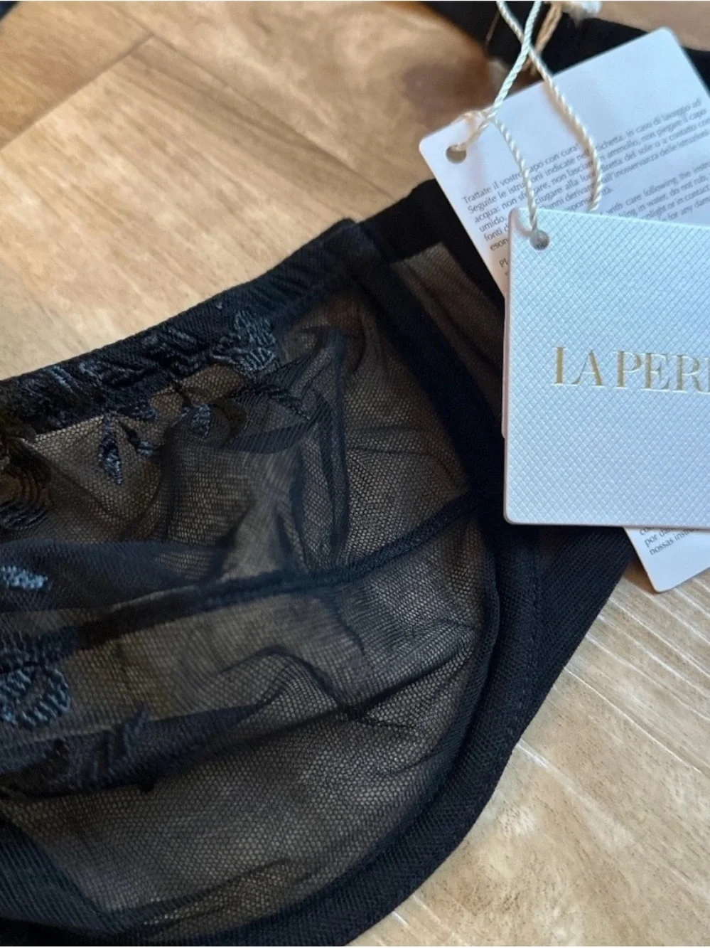 LaPerla Vintage Original Bologna Black Floral Lace Underwire Bra with Sheer Cups - Picture 2 of 11